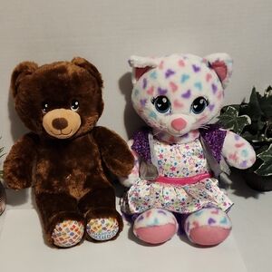Brown and Multicolor Plush Toy Set